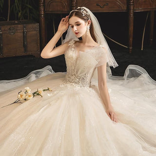 New Shiny Princess Wedding Dress with Luxurious Lace | EdleessFashion