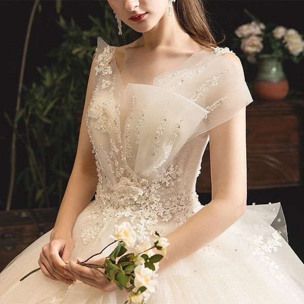 New Shiny Princess Wedding Dress with Luxurious Lace | EdleessFashion