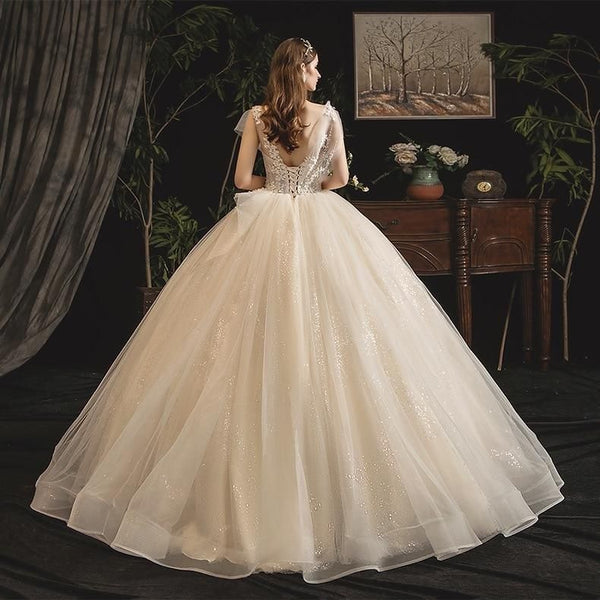 New Shiny Princess Wedding Dress with Luxurious Lace | EdleessFashion