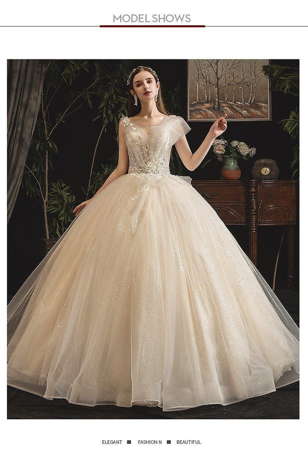 New Shiny Princess Wedding Dress with Luxurious Lace | EdleessFashion