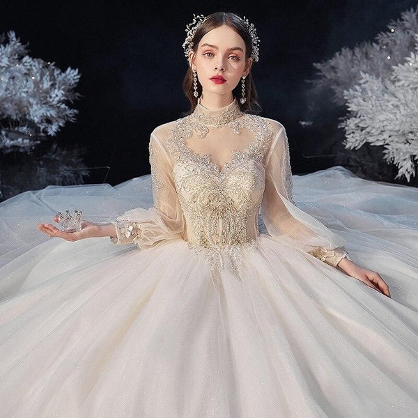 Luxury Princess Wedding Dress with Crystal Lace | EdleessFashion