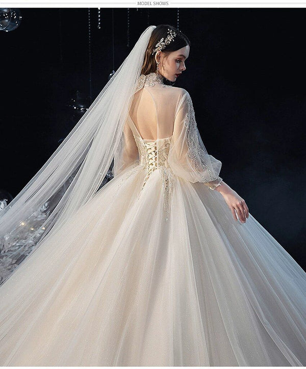 Luxury Princess Wedding Dress with Crystal Lace | EdleessFashion