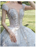 Luxury Princess Wedding Dress with Shiny Beading Crystals | EdleessFashion