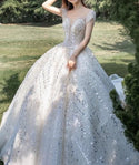 Luxury Princess Wedding Dress with Shiny Beading Crystals | EdleessFashion