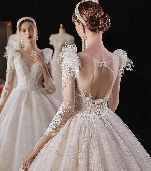 Luxurious Princess Wedding Dresses with Shiny Pearls | EdleessFashion