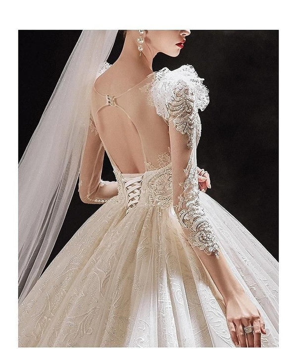 Luxurious Princess Wedding Dresses with Shiny Pearls | EdleessFashion