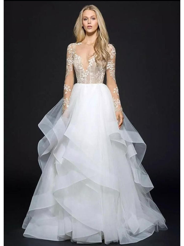 Luxury Princess Wedding Dress with Long Sleeve | EdleessFashion