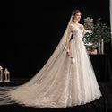 Luxury Shiny A-Line Wedding Dress With Train | EdleessFashion