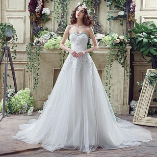 Elegant Sweetheart Wedding Dress with Brush Train | EdleessFashion