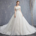 Applique Lace Vintage Wedding Dress Off Shoulder Bride Dress | EdleessFashion